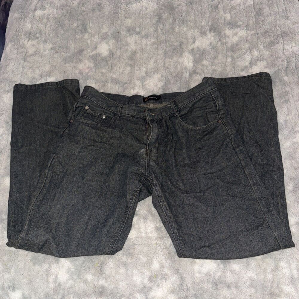 DENIM CULTURE Mens Dark Blue Black Denim Pants Relaxed Fit Size 34 X 32